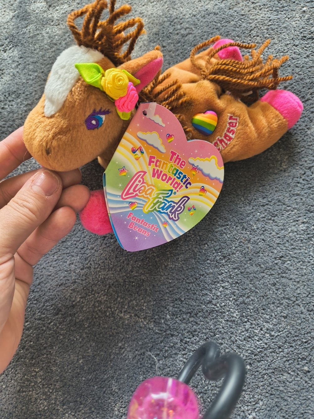 RARE! Lisa Frank Brown Plush Horse with Pink & Green Accents